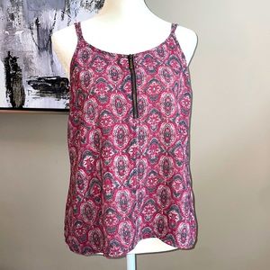 Maurices XS Maroon Paisley Zip Front Top